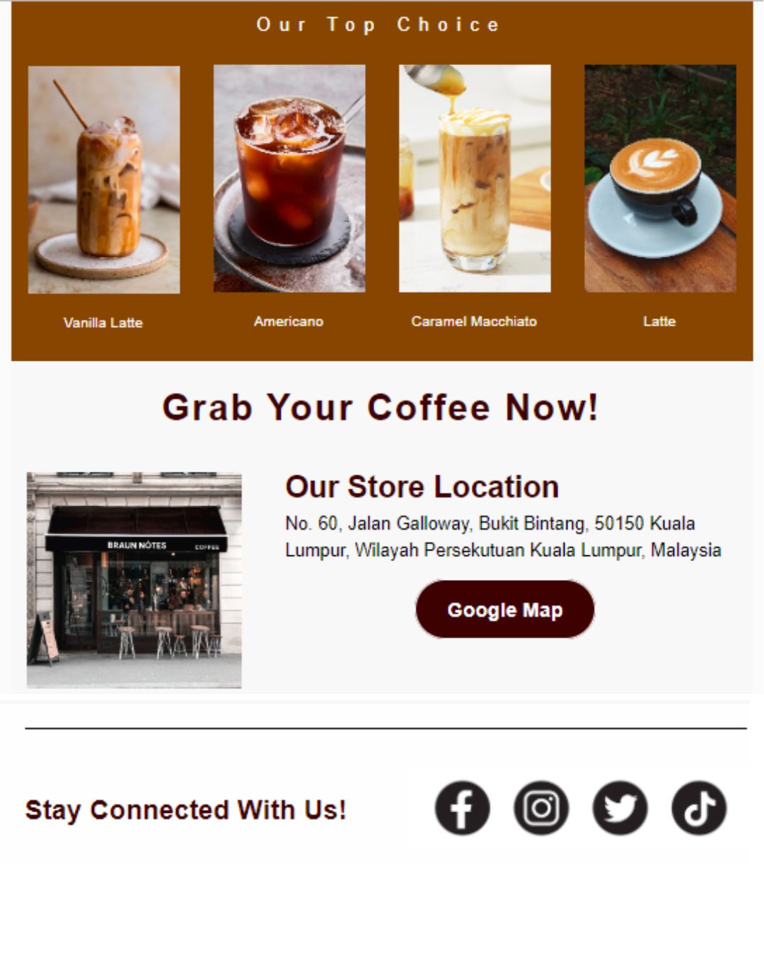 Adam's Cafe Email Marketing Sample 2