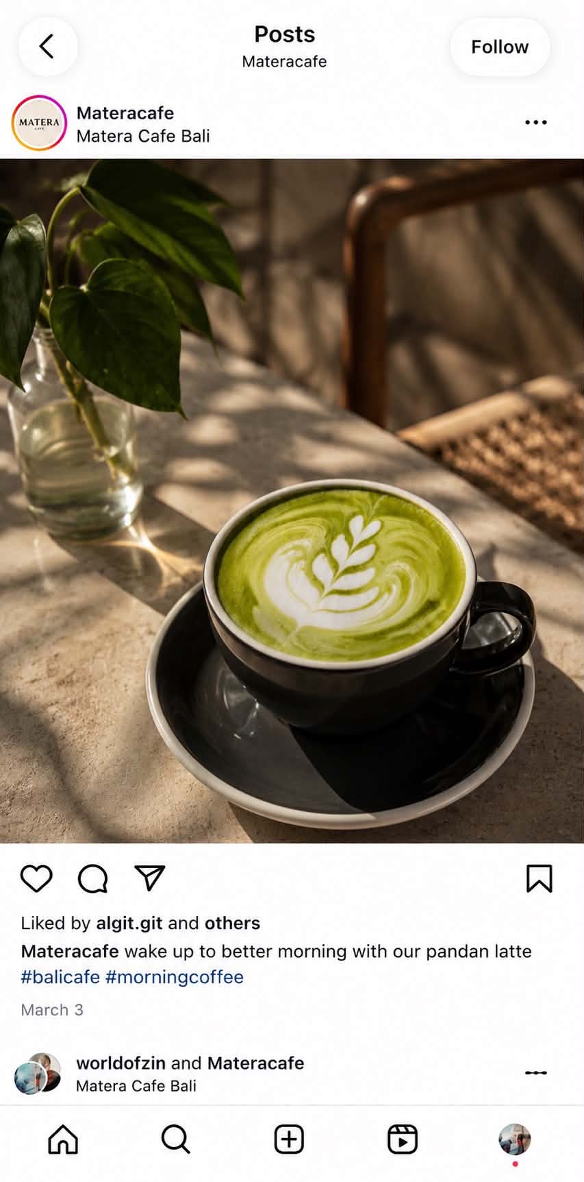Matera Cafe Instagram feed